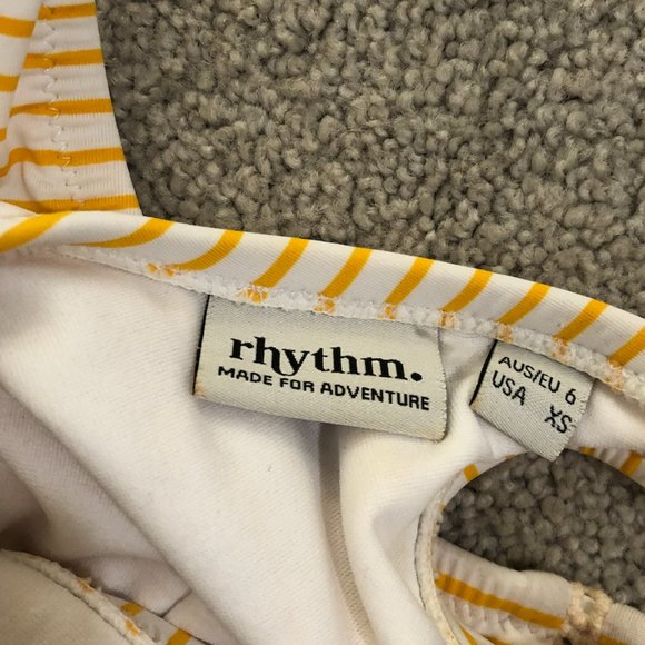 Rhythm Stripe Scoop Bikini Top Orange White - Picture 5 of 5